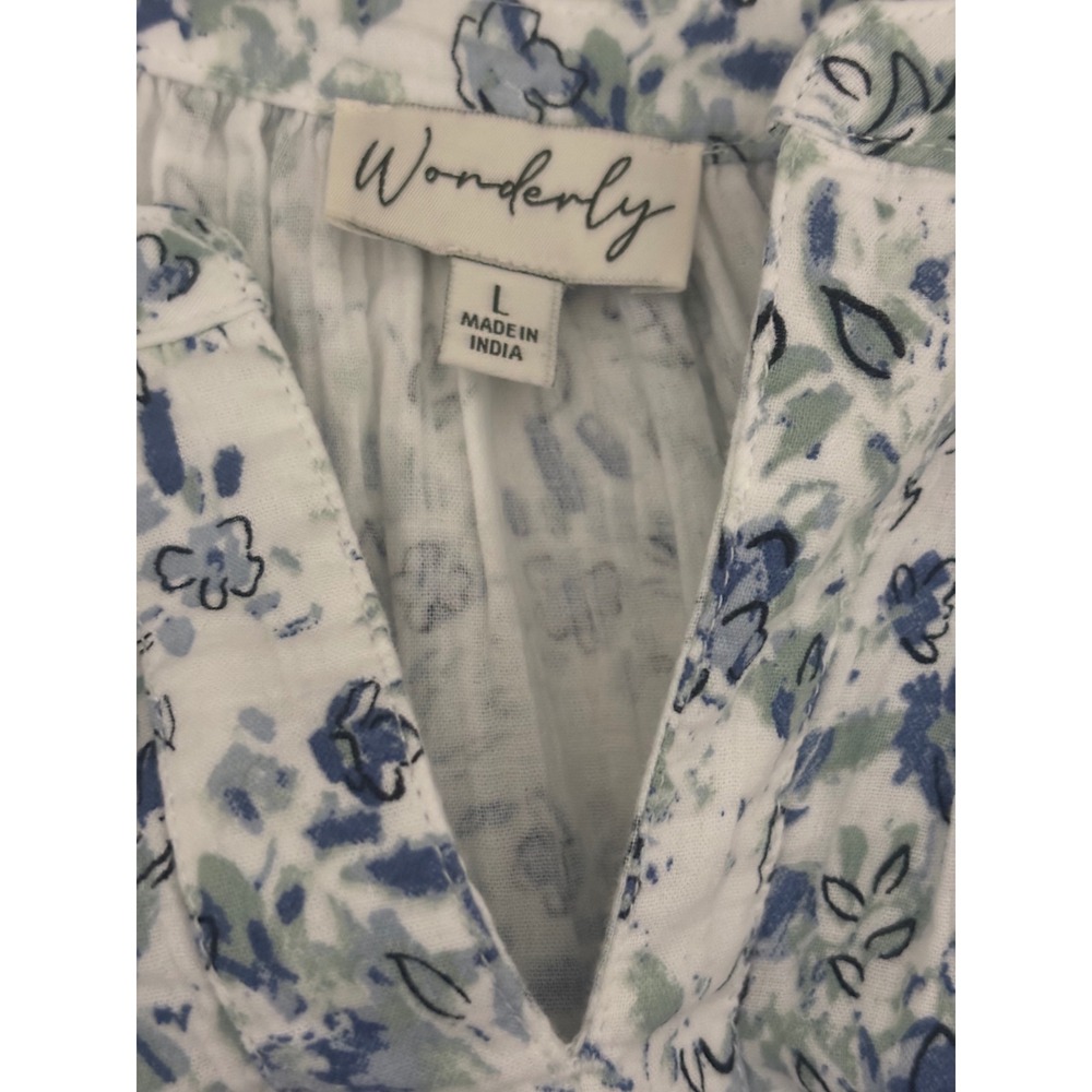 Wonderly Tiered Maxi Dress Womens L Blue Floral V-Neck Cotton NEW w/ out  tag